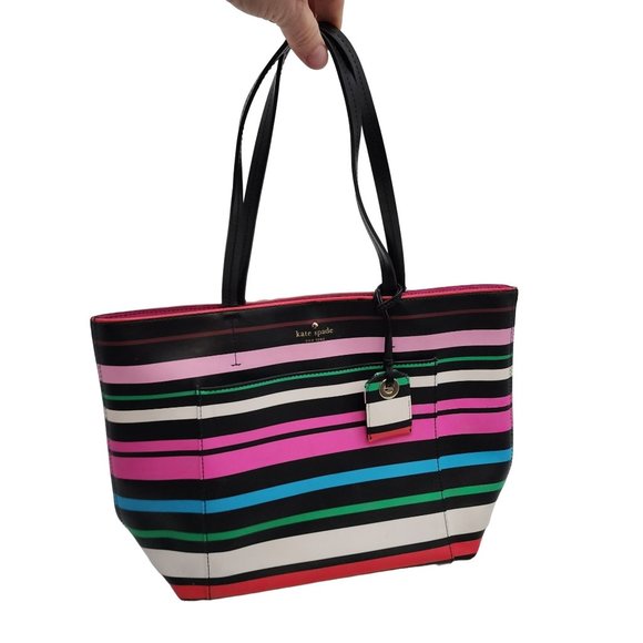 kate spade Bags 4 Kate Spade Striped Saffiano Leather Tote Poshmark